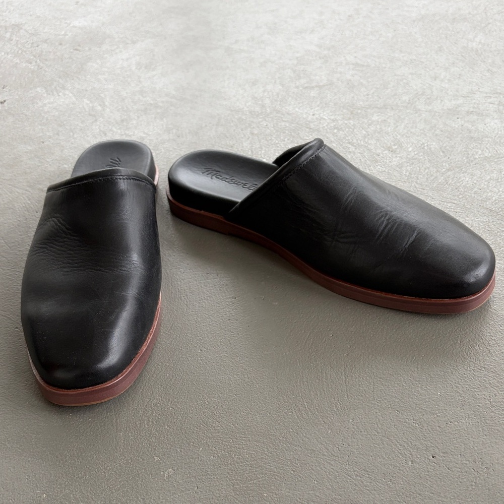 Madewell Black Louisa Leather Slip-On Mules